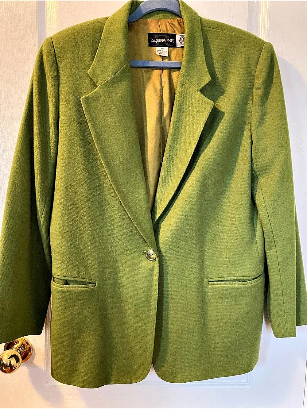 Requirements Green Wool Blazer Size 14 Like New